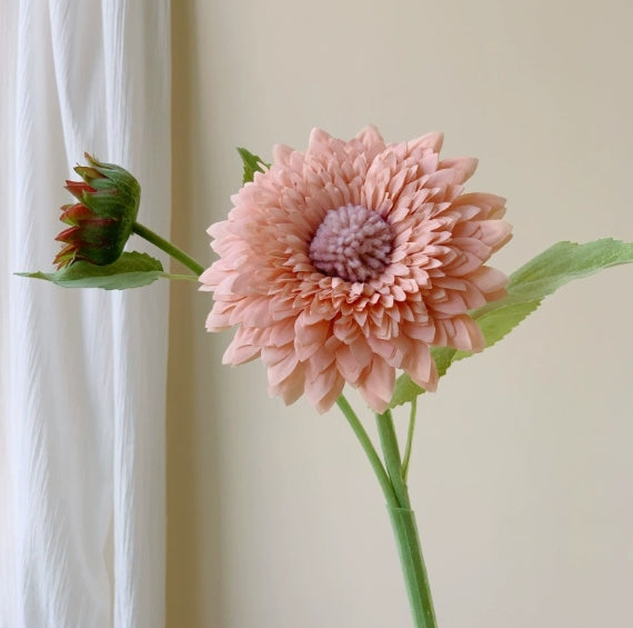 Artificial "Teddy" Sunflower Arrangement – Vintage-Style Bouquet for Living Room or Entryway Decor