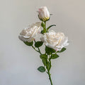 French-style Artificial Rose, Single Stem with 3 Heads, Vintage Style with Burnt Edges