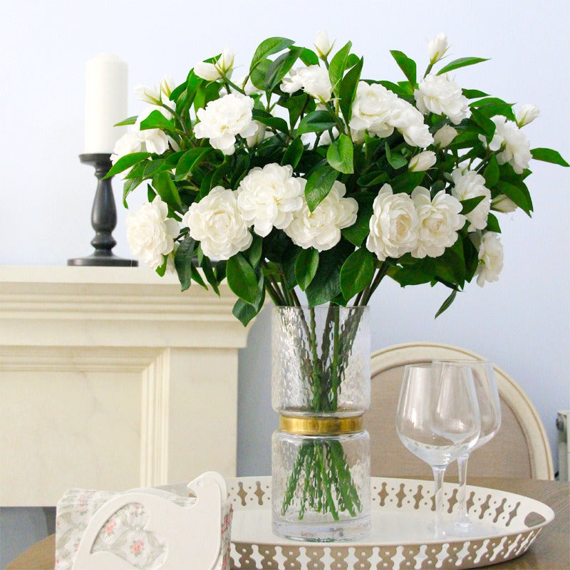 Single-stem Artificial Camellia / Gardenia Spray