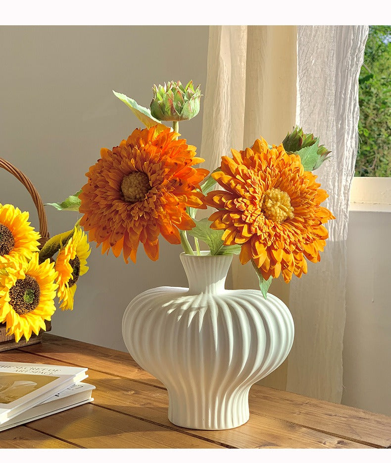 Artificial "Teddy" Sunflower Arrangement – Vintage-Style Bouquet for Living Room or Entryway Decor