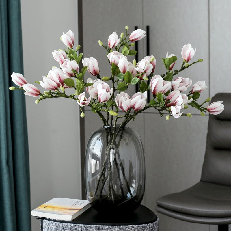 3D-coated artificial magnolia flowers for living room decor—realistic look and feel