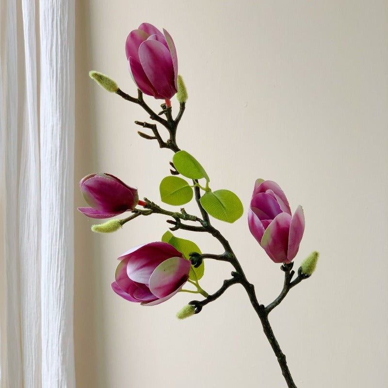 3D-coated artificial magnolia flowers for living room decor—realistic look and feel