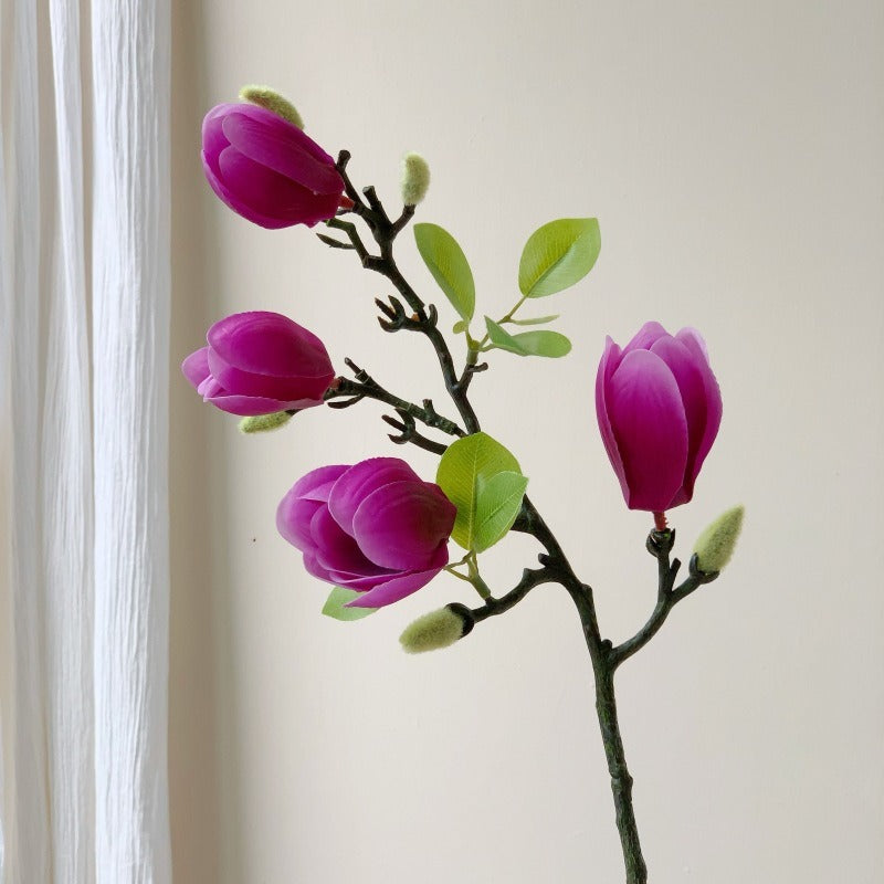 3D-coated artificial magnolia flowers for living room decor—realistic look and feel