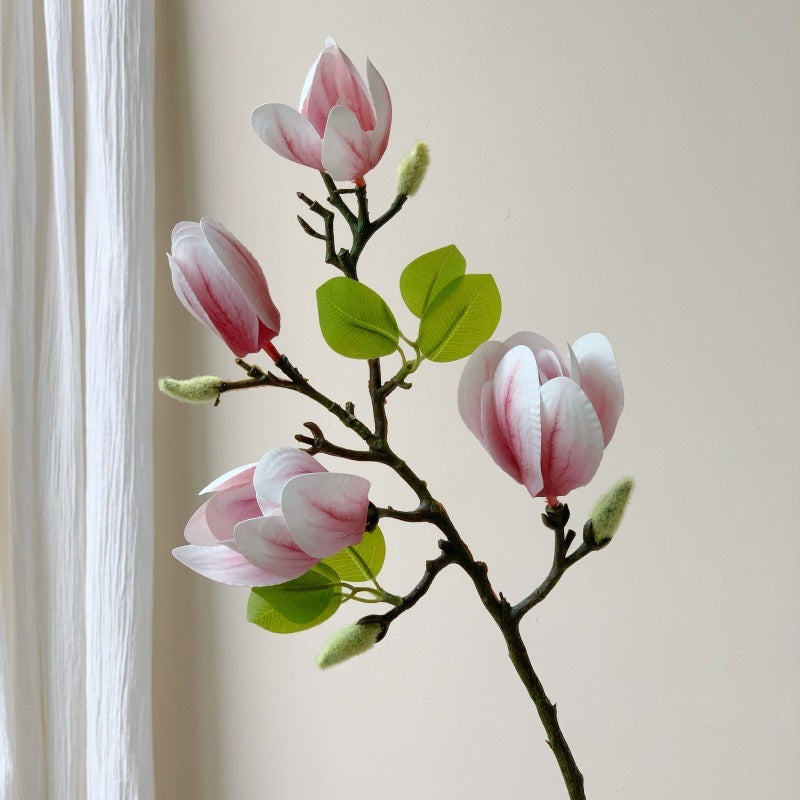 3D-coated artificial magnolia flowers for living room decor—realistic look and feel