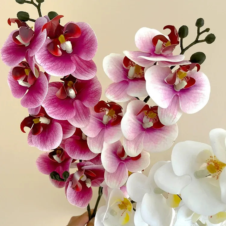 8-Head Artificial Phalaenopsis Orchid – European-Style Home & Wedding Decor Bouquet