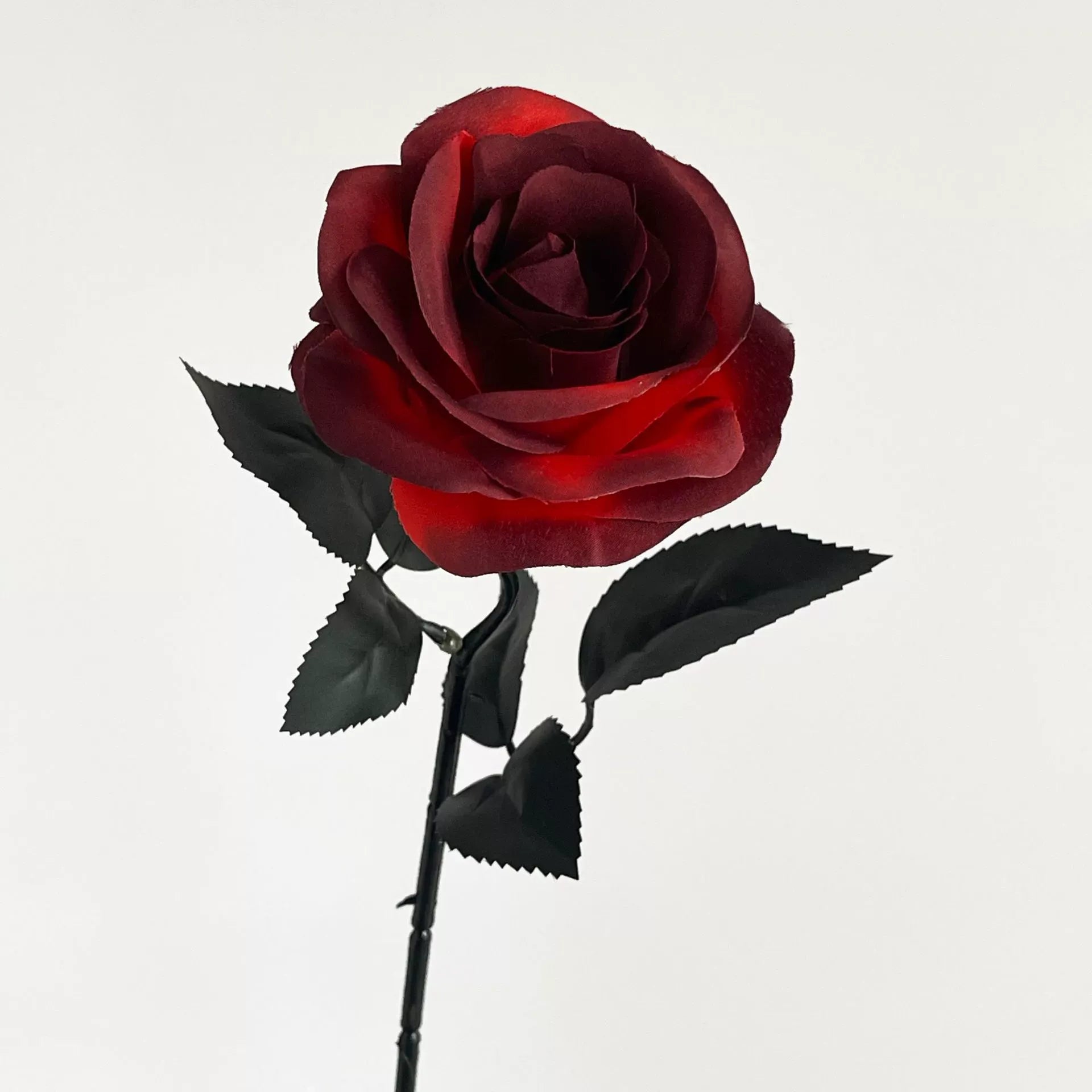 Rose – Gothic/Dark Style Artificial Flower (Black, White, & Red) – Halloween Decor
