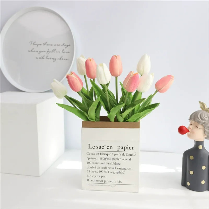 Artificial Tulip Bouquet / Decorative Floral Arrangement for Living Room