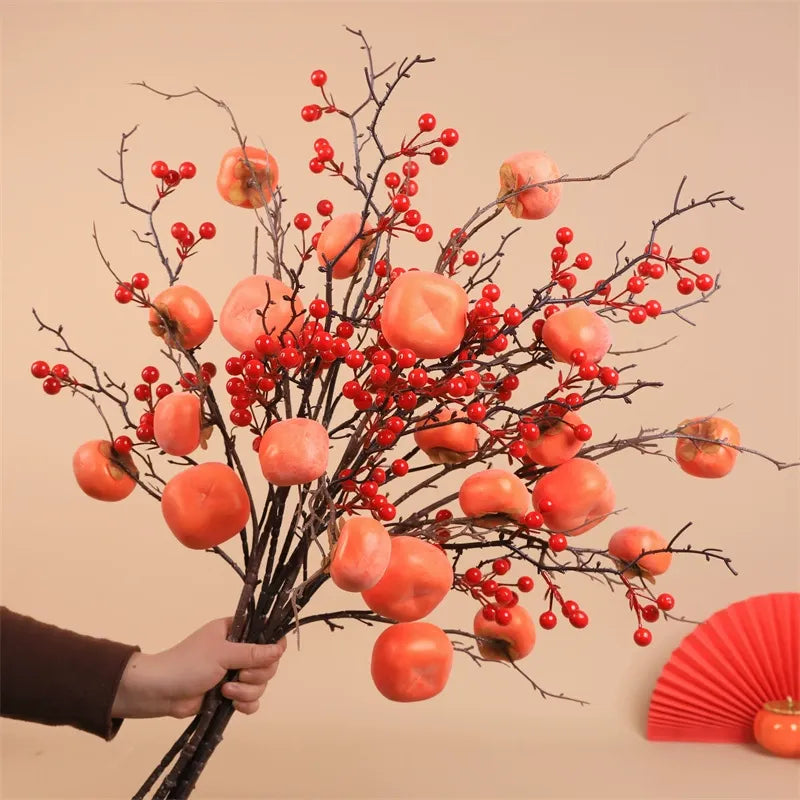 Artificial Pomegranate, Holly, Red Berry, and Persimmon Arrangement