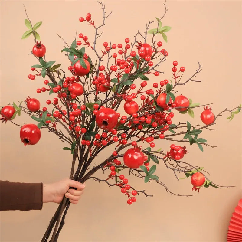Artificial Pomegranate, Holly, Red Berry, and Persimmon Arrangement