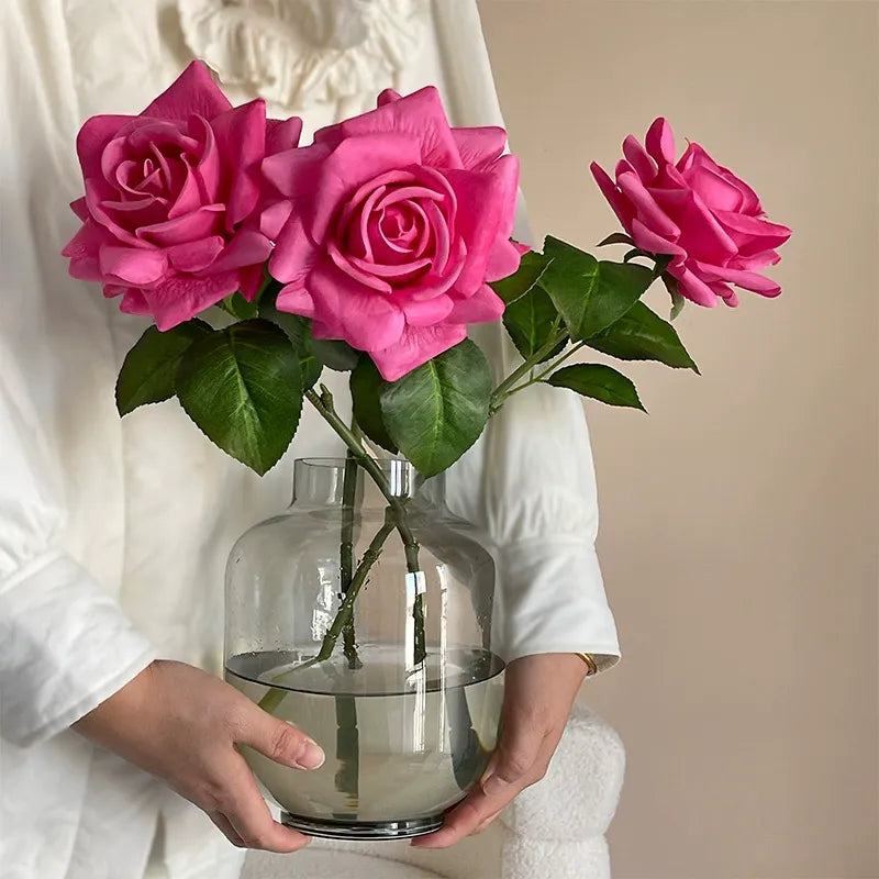 Moist-Touch Artificial Rose – Single-Stem Decorative Flower