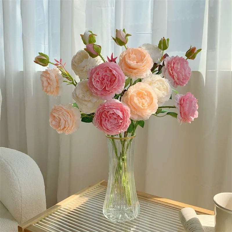Premium-quality, realistic artificial rose and ranunculus bouquet