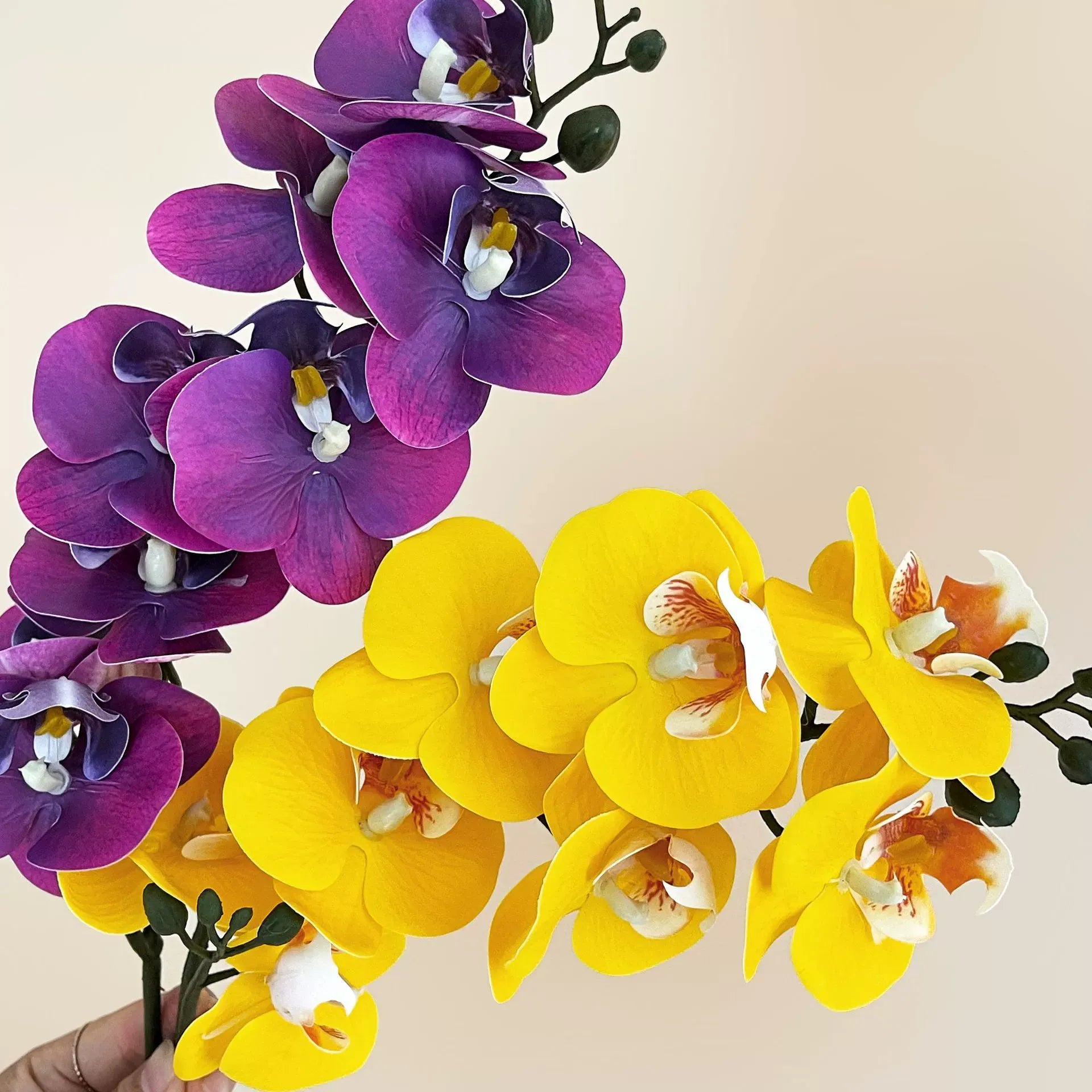 8-Head Artificial Phalaenopsis Orchid – European-Style Home & Wedding Decor Bouquet