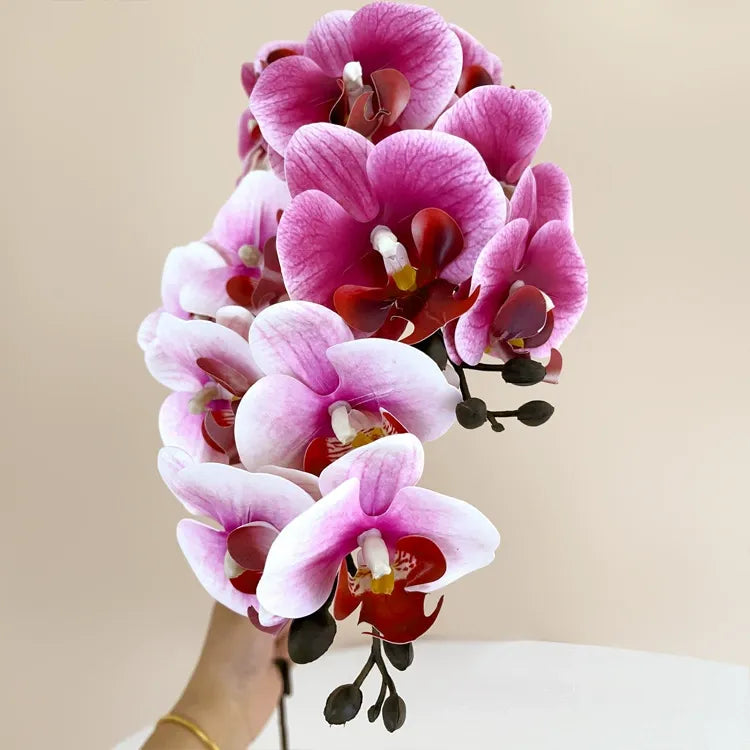 8-Head Artificial Phalaenopsis Orchid – European-Style Home & Wedding Decor Bouquet