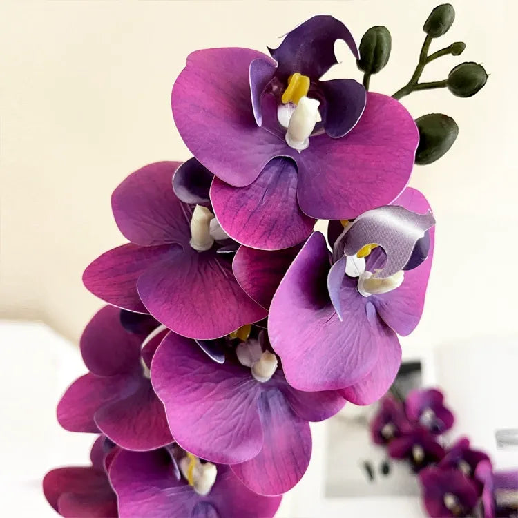 8-Head Artificial Phalaenopsis Orchid – European-Style Home & Wedding Decor Bouquet