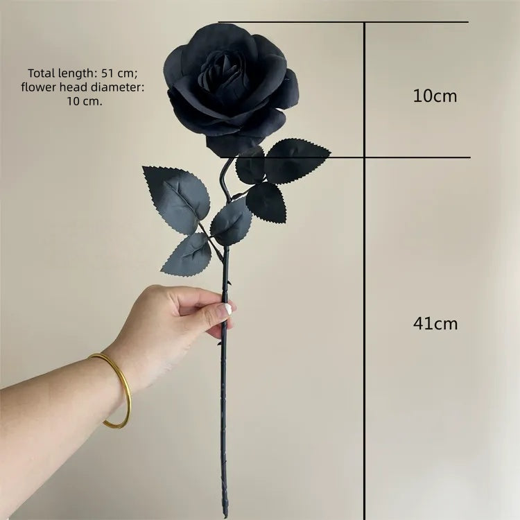 Rose – Gothic/Dark Style Artificial Flower (Black, White, & Red) – Halloween Decor