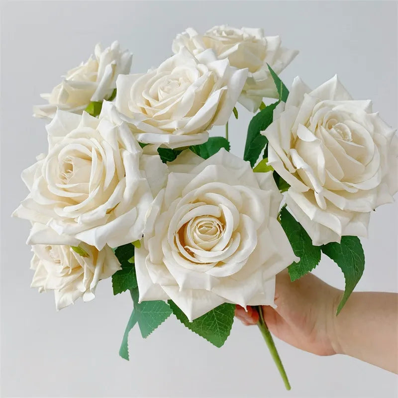 7-Stem Artificial Rose Bouquet for Living Room Decor