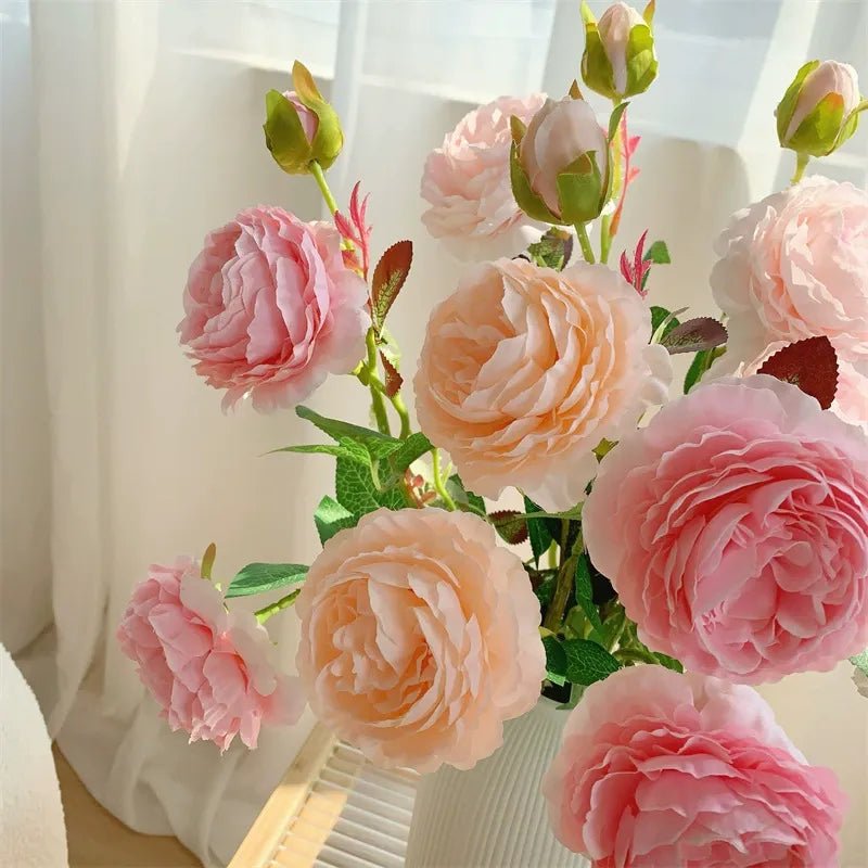 Premium-quality, realistic artificial rose and ranunculus bouquet